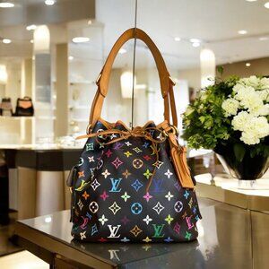 LOUIS VUITTON Noe Petit Black MURAKAMI Multicolor Bucket Shoulder Bag Bucket LV
